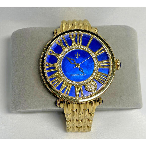 JUDITH RIPKA Blue Gold & Cubic Zirconia Stainless Steel Wrist Watch, New Battery - Picture 5 of 9